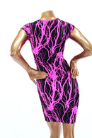 Pink Lightning Cap Sleeve Dress - Coquetry Clothing