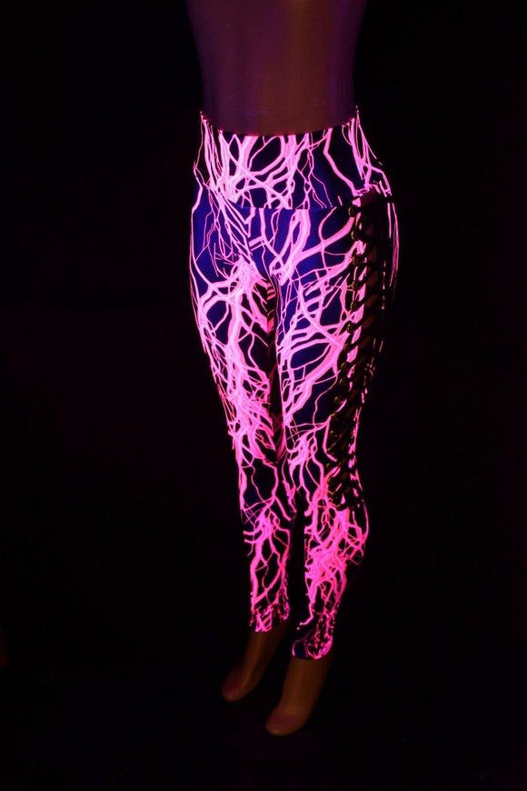 Pink Lightning Lace Up Leggings - Coquetry Clothing
