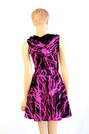 Pink Lightning Pocket Hoodie Skater Dress - Coquetry Clothing