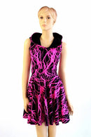 Pink Lightning Pocket Hoodie Skater Dress - Coquetry Clothing