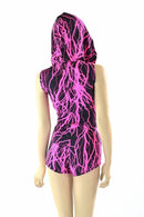 Pink Lightning Print Hoodie Romper - Coquetry Clothing