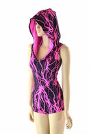 Pink Lightning Print Hoodie Romper - Coquetry Clothing