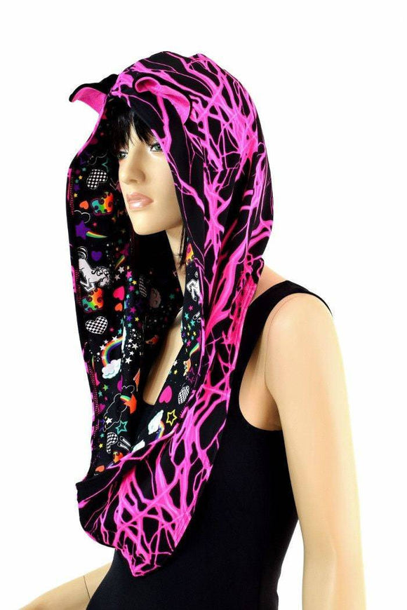 Pink Lightning Reversible Infinity Festival Hood - Coquetry Clothing