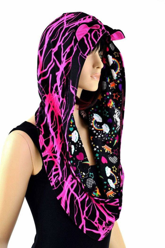 Pink Lightning Reversible Infinity Festival Hood - Coquetry Clothing