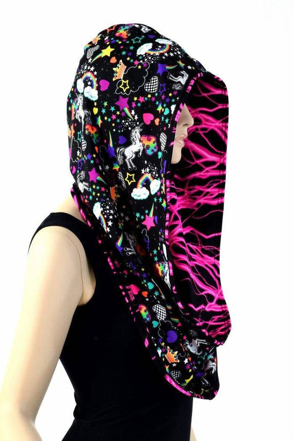 Pink Lightning & Unicorns and Rainbows Infinity Festival Hood - Coquetry Clothing