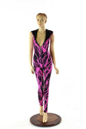 Pink Lightning Zipper Front Catsuit - 8