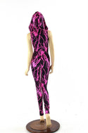 Pink Lightning Zipper Front Catsuit - 7