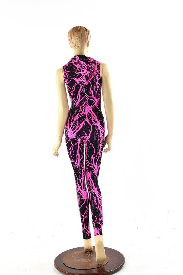 Pink Lightning Zipper Front Catsuit - 6