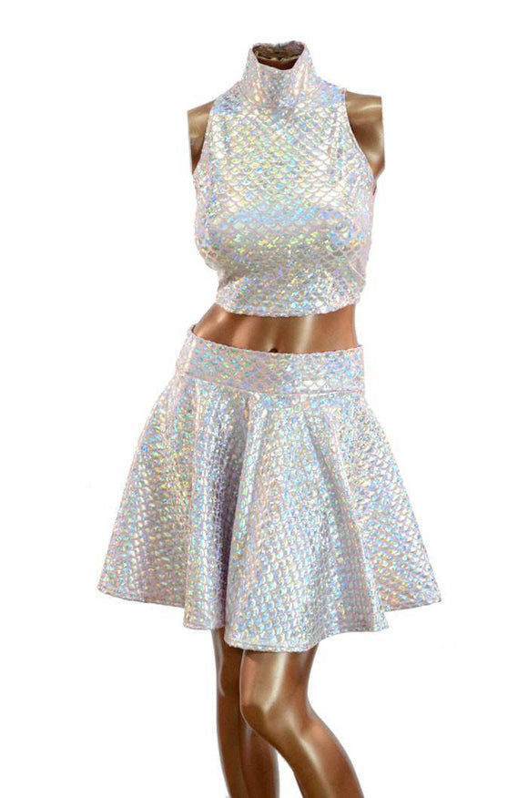 Pink Mermaid Crop & Skater Skirt Set - Coquetry Clothing