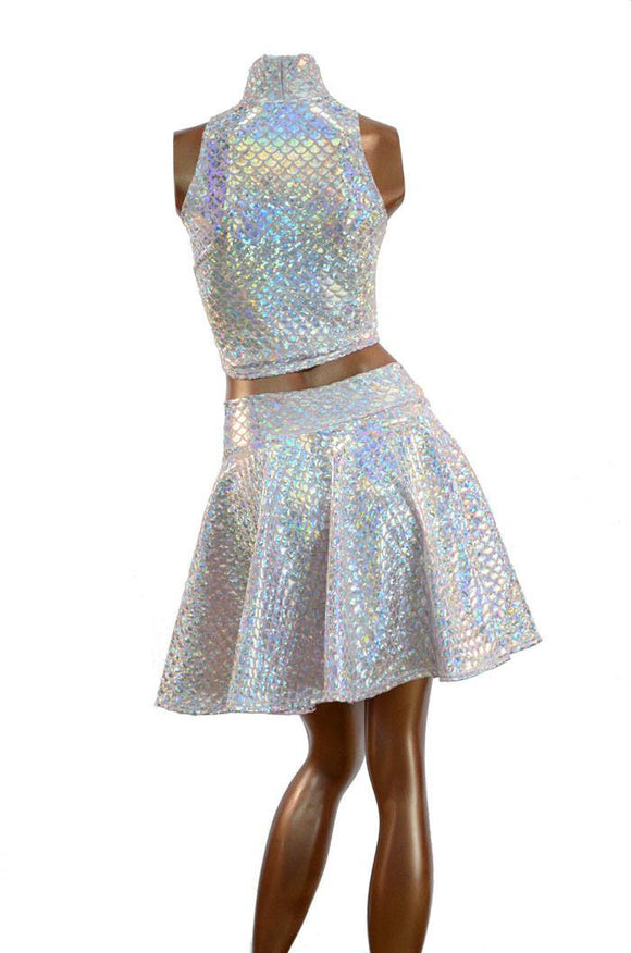 Pink Mermaid Crop & Skater Skirt Set - Coquetry Clothing