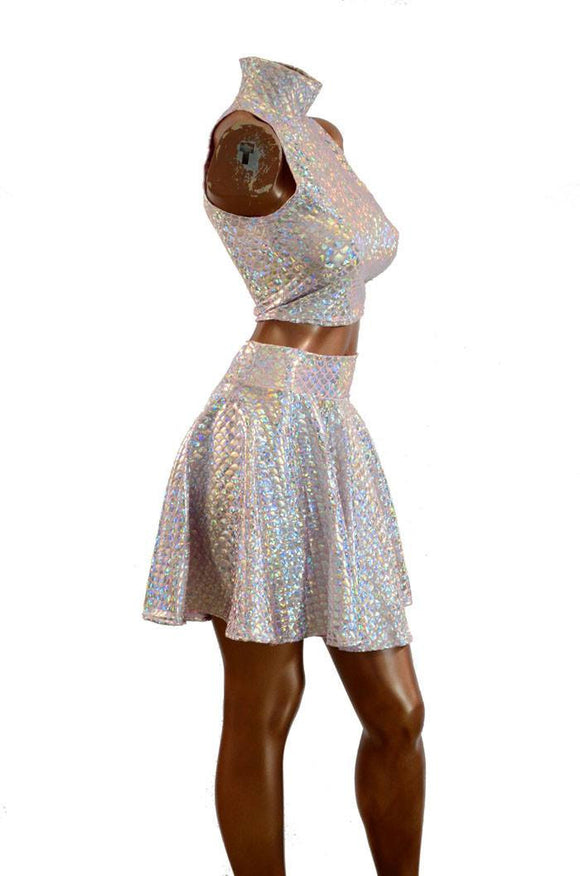 Pink Mermaid Crop & Skater Skirt Set - Coquetry Clothing