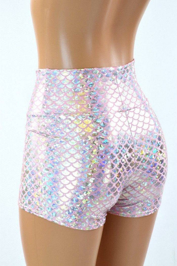 Pink Mermaid High Waist Shorts - Coquetry Clothing