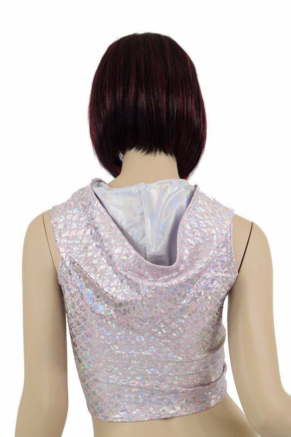 Pink Mermaid Sleeveless Crop Hoodie - Coquetry Clothing