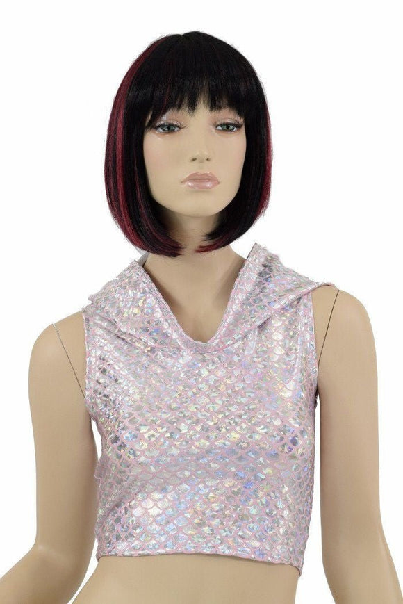 Pink Mermaid Sleeveless Crop Hoodie - Coquetry Clothing