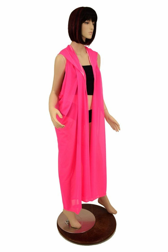 Pink Mesh Hooded Racerback Duster - Coquetry Clothing