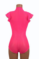 Pink Mesh Plunging V Neck Romper - Coquetry Clothing