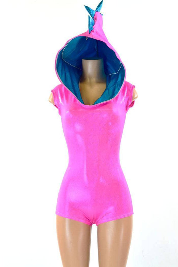 Pink & Peacock Dragon Hoodie Romper - 5