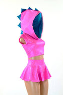 Pink & Peacock Dragon Hoodie & Skirt - 3