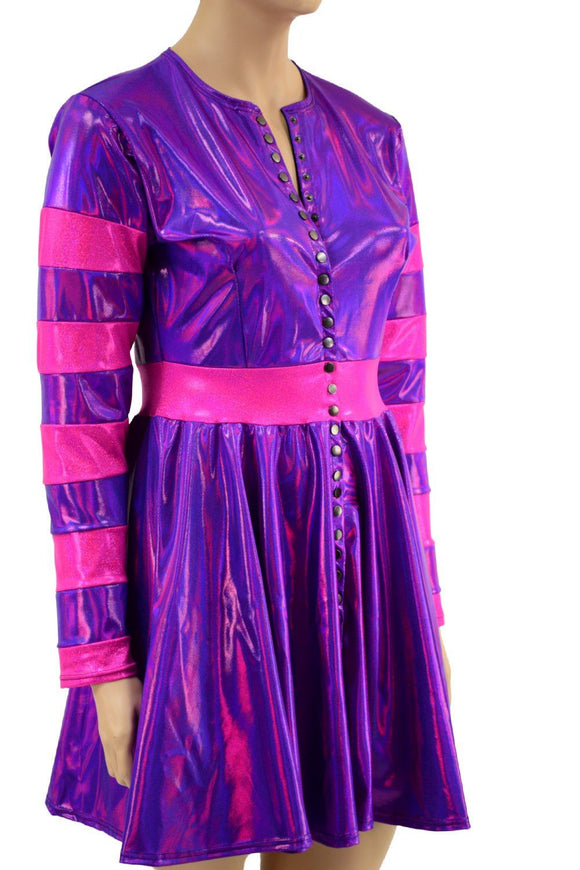 Pink & Purple Snap Front Breakaway Skater Dress - Coquetry Clothing
