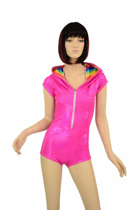 Pink & Rainbow Dragon Hoodie Romper - Coquetry Clothing