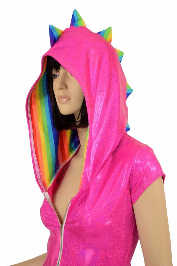 Pink & Rainbow Dragon Hoodie Romper - Coquetry Clothing