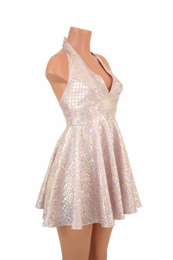 Pink Scale Halter Skater Dress - Coquetry Clothing