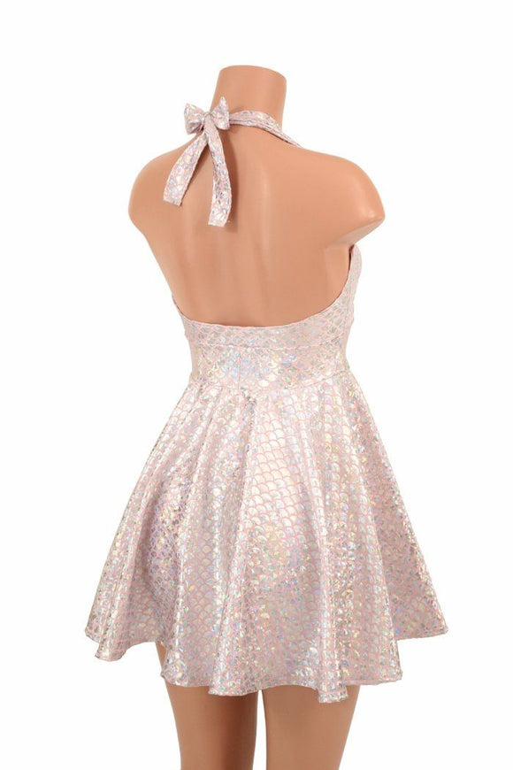 Pink Scale Halter Skater Dress - Coquetry Clothing