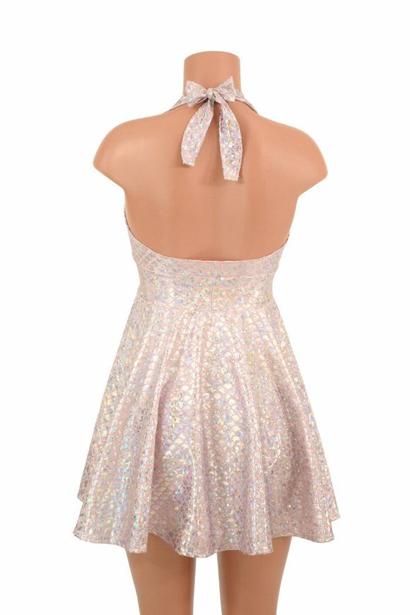 Pink Scale Halter Skater Dress - Coquetry Clothing