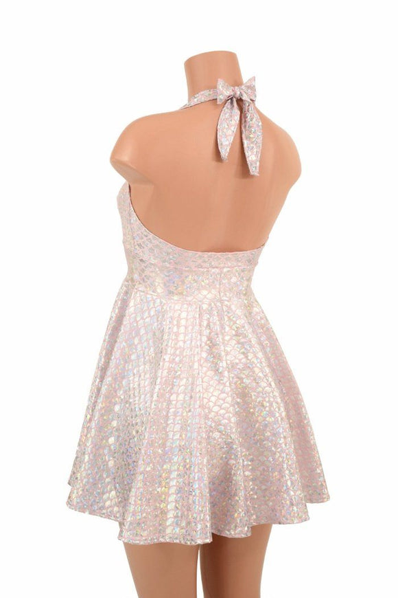 Pink Scale Halter Skater Dress - Coquetry Clothing