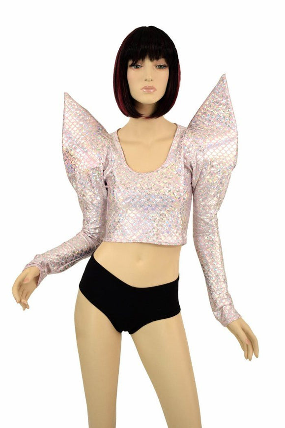 Pink Scale Mega Sharp Shoulder Crop - Coquetry Clothing