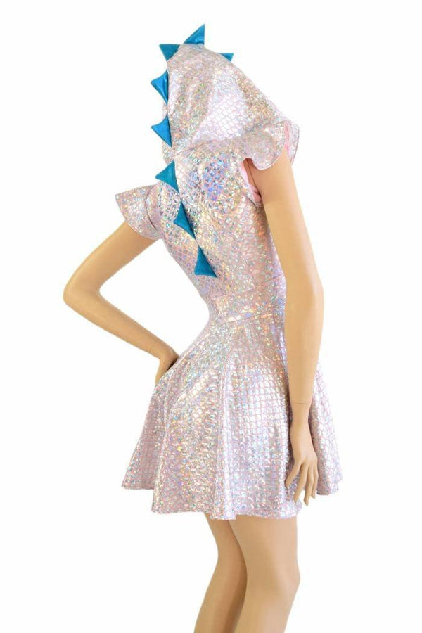 Pink & Silver Dragon Hoodie Skater Dress - 1