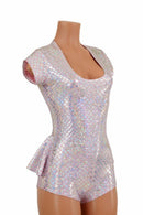 Pink & Silver Scale Ruffle Rump Romper - Coquetry Clothing