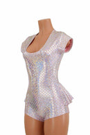 Pink & Silver Scale Ruffle Rump Romper - Coquetry Clothing