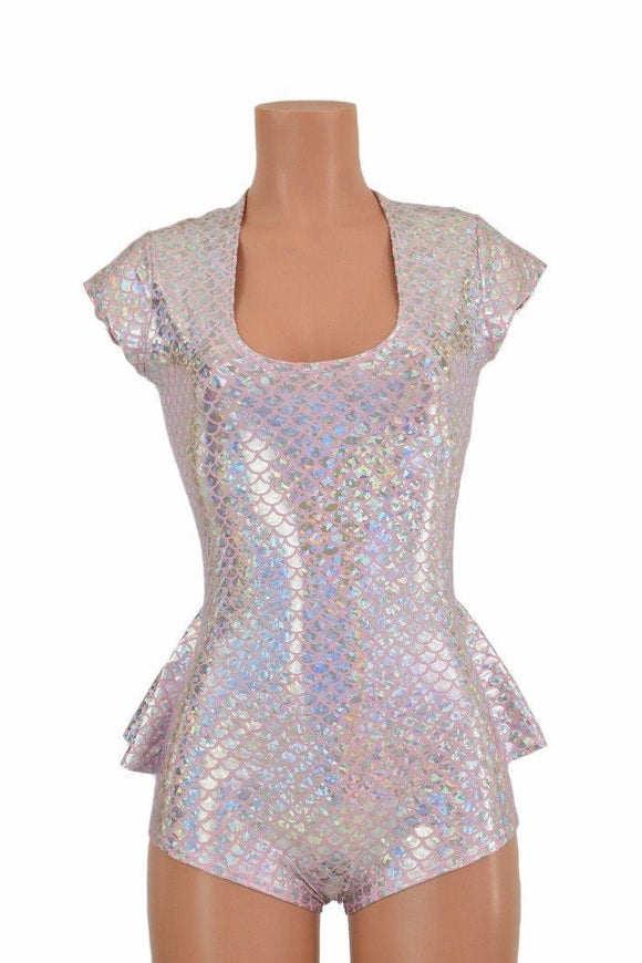 Pink & Silver Scale Ruffle Rump Romper - Coquetry Clothing