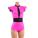 Pink Sparkly Jewel and Mesh Romper with Inset Keyhole Neckline - Coquetry Clothing