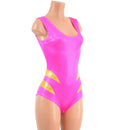 Pink Sparkly Jewel Siren Romper with Gold Hip Arcs - Coquetry Clothing