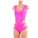 Pink Sparkly Jewel Siren Romper with Gold Hip Arcs - Coquetry Clothing