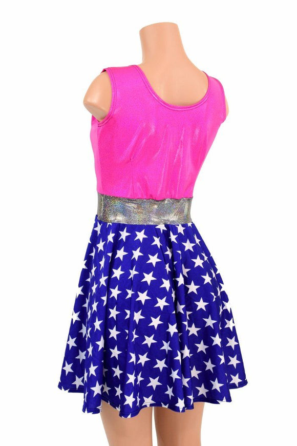 Pink Super Hero Skater Dress - Coquetry Clothing