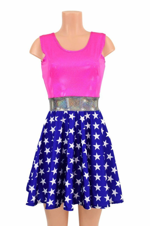 Pink Super Hero Skater Dress - Coquetry Clothing