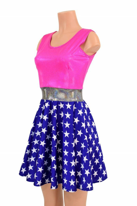 Pink Super Hero Skater Dress - Coquetry Clothing