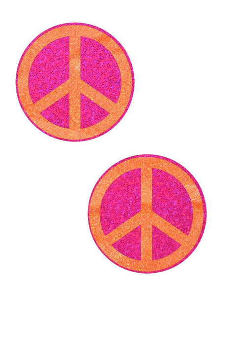 NEON Pink & Orange Peace Sign Pasties - Coquetry Clothing