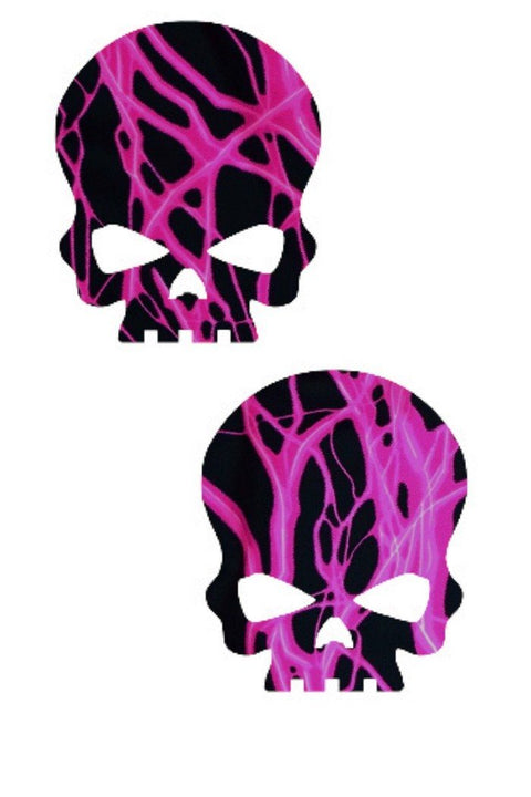 Pink Lightning Skulls Pasties - Coquetry Clothing