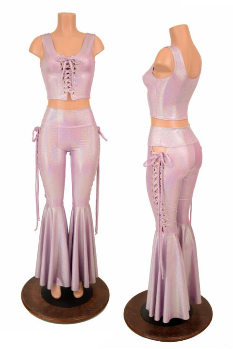 2PC Lace Up Top and Bell Bottoms Set - Coquetry Clothing