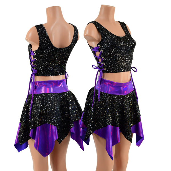 Pixie Skirt & Lace Up Side Crop Tank Set - 1