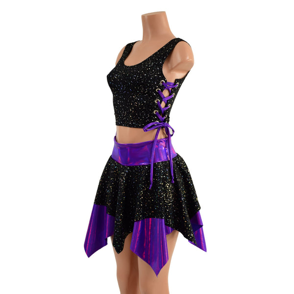 Pixie Skirt & Lace Up Side Crop Tank Set - 3