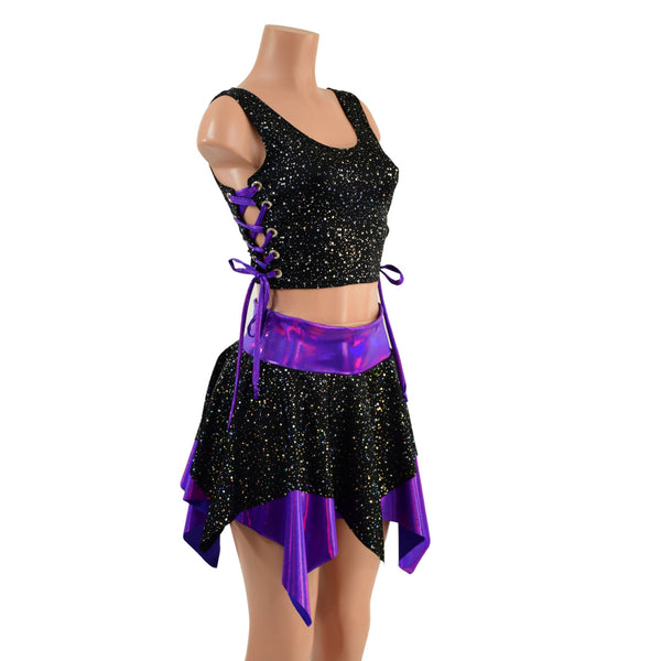 Pixie Skirt & Lace Up Side Crop Tank Set - 2
