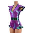 Plumeria and Scarab Flip Sleeve Paneled Romper - Coquetry Clothing