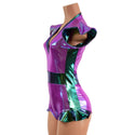 Plumeria and Scarab Flip Sleeve Paneled Romper - 5