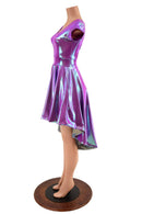 Plumeria Hi Lo Skater Dress with Silver Holo Skirt Lining - Coquetry Clothing