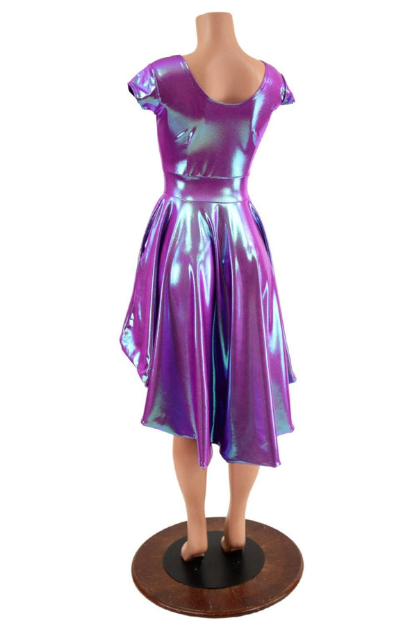 Plumeria Hi Lo Skater Dress with Silver Holo Skirt Lining - 4